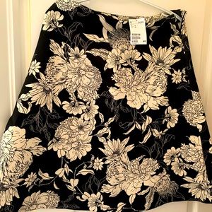 H&M Skirt Black with White floral print